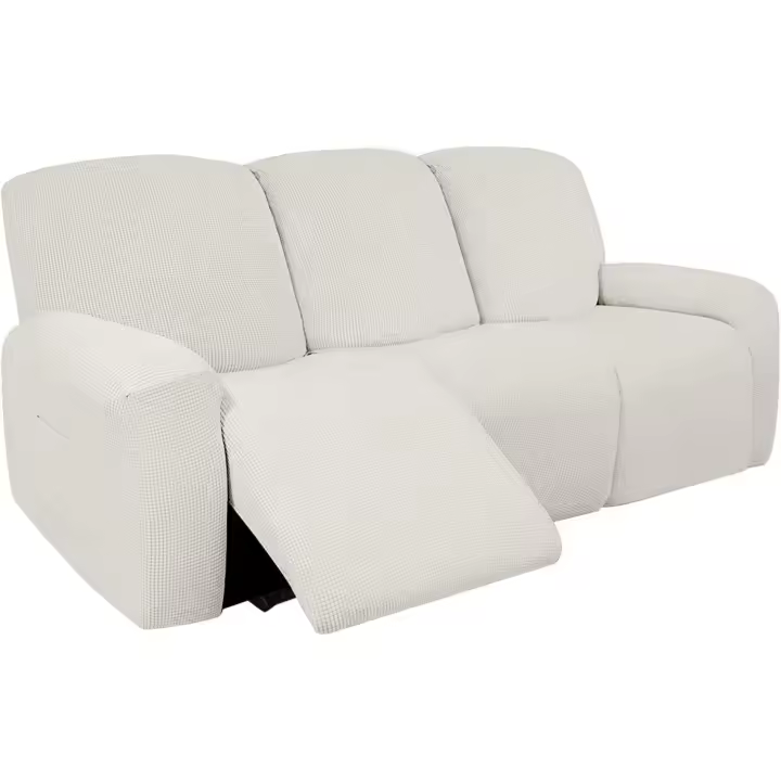Juego de Funda elástico para sofá reclinable de 8 piezas, protector inferior elástico antideslizante para sofás de 3 plazas, protector de muebles definitivo (Marfil) - 1