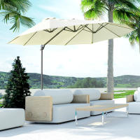 Sombrilla Doble Sombrilla voladiza Sombrilla Doble con manivela Sombrilla de Jardín ajustable Sombrilla retrácthil Metal Cream Blanco 440x270x250 cm - details 0