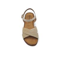 Calzados soraia, Sandalias Elegantes con Correa Marrón y Detalle Trenzado Beige - Suela Plana - details 2