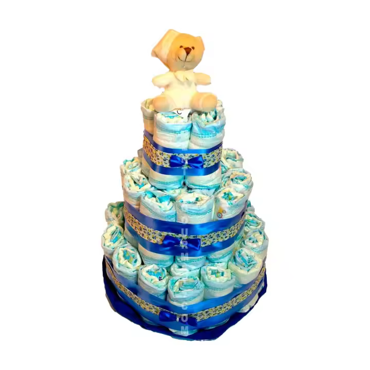 Tarta de pañales DODOT Osito primavera by MomentosGourmet. El regalo más práctico para un recién nacido - 1