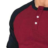 Camiseta Casual Para Hombre Cuello Redondo Manga Larga Color-Block Estilo Europeo Y Americano Camiseta Básica De Verano - details 2
