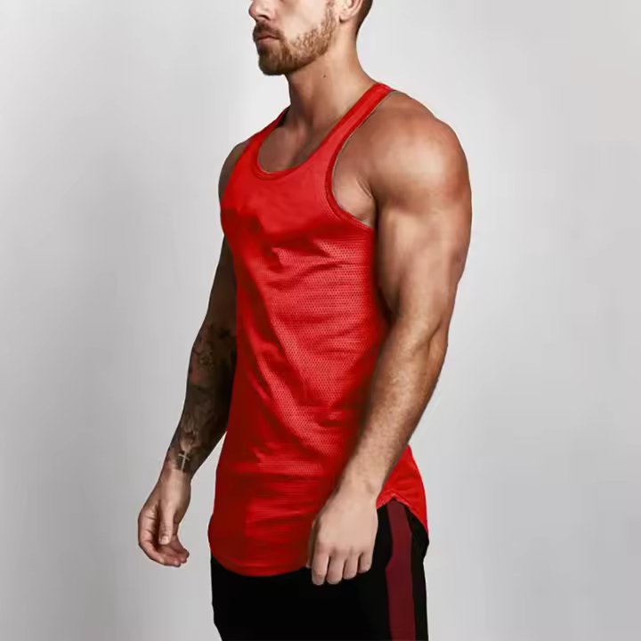 Camiseta De Gimnasio Para Hombre Verano Secado Rápido Malla Top De Musculación Sin Mangas Camiseta Deportiva Fitness O-Neck - 1