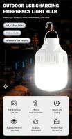 Bombilla LED Recargable Al Aire Libre Con Gancho Para Camping Y Pesca Luz De Emergencia Portátil Brillante Con Lente De Noche - details 8