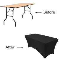 Mantel Rectangular De Poliéster 100% Algodón Impermeable Y Lavable Blanco/ Negro Alta Elasticidad Para Bodas Fiestas Masajes Hotelería Cumpleaños - details 4