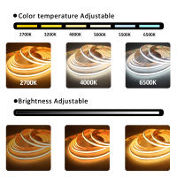 Tira De Luz LED COB Flexible 1-5M 24V CCT WW CW Dimmable Con RF 17Teclas Remote Iluminación Lineal De Alta Brillo Para El Hogar - details 3