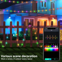Luz De Cadena Inteligente RGB LED Exterior 5M 10M Para Jardín Decoración De Fiesta Y Vacaciones Control APP DIY Luces Twinkle - details 2