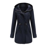 Abrigo De Trench De Algodón Para Mujer plus Talla Con Capucha Estilo Casual Cierre De Cremallera Manga Larga Color Sólido Para Otoño E Invierno - details 16