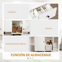 HOMCOM Mesa de Comedor Plegable con Ruedas Alas Abatibles 2 Cajones y Armario Mesa Auxiliar Multifuncional para Estudio Cocina 120x60x76,5 cm Blanco - details 2
