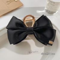 Pinza De Cabello De Satén Negro Para Mujer Estilo Elegante Y Sencillo Accesorio De Verano Para El Cabello En La Parte Superior De La Cabeza - details 5