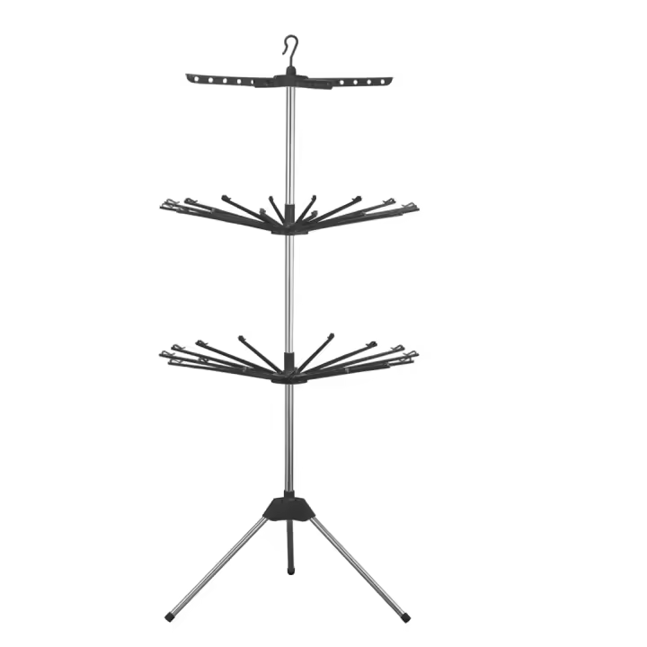 X-Tendedero de Ropa 3 Alturas Plegable en Acero Inoxidable, Tendedero Vertical Multifuncional y Toallero para Interior y Exterior, Resistente, Compacto y Ahorra Espacio - 1