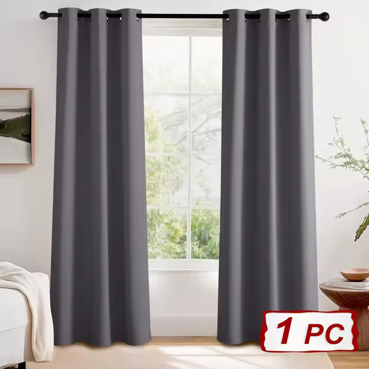 PONY DANCE Grey Window Blackout Door Curtain with Eyelet for Living Room, Thermal Insulates Energy Saving Curtain 90 Inch Drop Extra Long Drapes for Room Darkening, 1 Panel, W42 X L90, Gray - 1