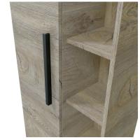 Meimon Columna para colgar con 1 puerta, 3 estantes interiores regulables y 4 estantes exteriores fijos, tablero melaminizado E1 (15 mm), cantos PVC (0,6/1,2 mm), tirador aluminio negro mate, 135x51x25 cm, carga máx. 15 kg - details 2