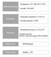 Termómetro Y Higrómetro Digital Con Pantalla Táctil Y Magnete Estación Climática Con Luz Trasera Para El Hogar Medidor De Temperatura Y Humedad - details 2
