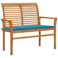 vidaXL Banco de jardín madera maciza de teca con cojín 112 cm en color Verde/Azul/Azul real y más | acolchados duraderos para sofás de jardín terraza exterior - details 1