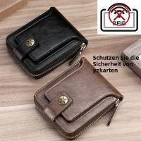 Cartera De Cuero Para Hombre Lujo Monedero Con Bolsillo Para Monedas Y Tarjetas Cierre De Cremallera Protección RFID - details 38
