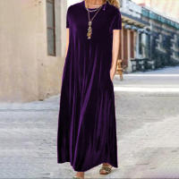 Vestido Largo De Cuello Redondo En Velours Dorado Para Primavera Estilo Europeo Y Americano Ajustado Con Decoración De Salón De Oficina - details 6