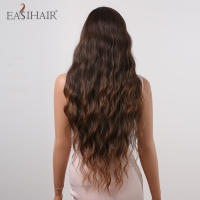 Pelucas Sintéticas Largas De Ombre Marrón Rubia Con Franja Para Mujeres Afro Peluca Cacheada Resistente Al Calor Para Uso Diario Cosplay - details 4