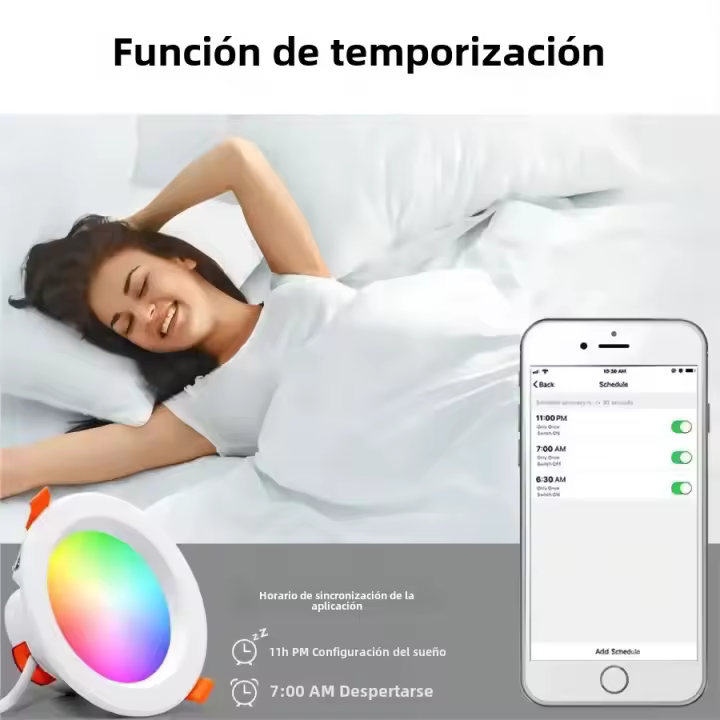 Luz De Techo Revestida Inteligente LED 6 Pulgadas 10W 1050 LM Luz Natural 5000K RGB Dimmable Por Alexa Y APP 16 Millones De Colores - 1