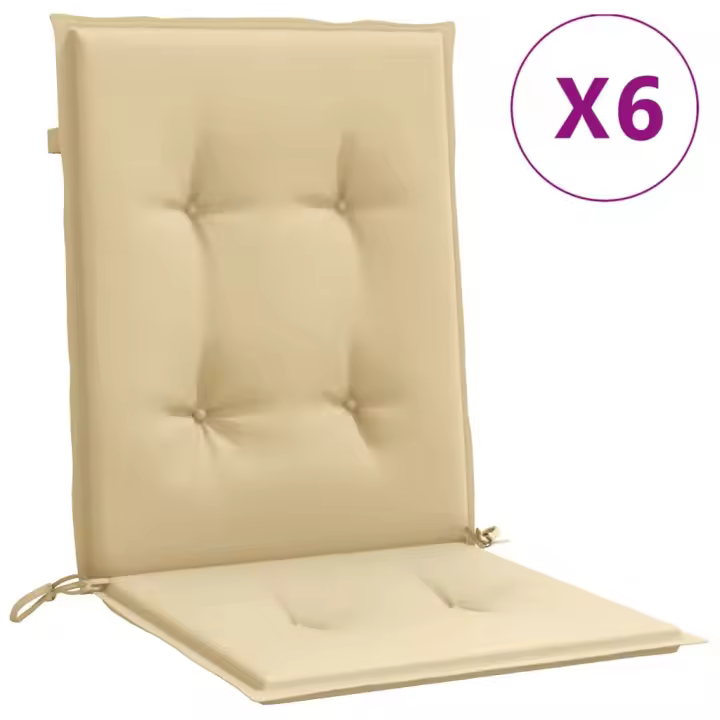 Fundas Silla respaldo Bajo 6 UD lona beige melange 100x50x4 cm - 1