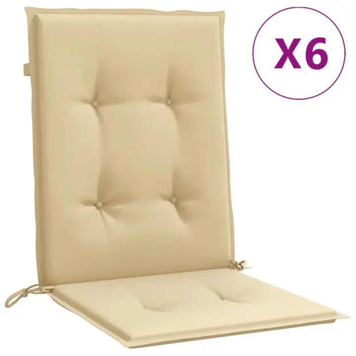 Fundas Silla respaldo Bajo 6 UD lona beige melange 100x50x4 cm - 1
