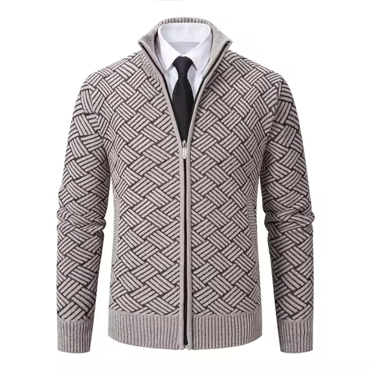 Chaqueta De Punto Para Hombre Con Capucha Y Cierre Completo De Fleece Grueso Abrigo De Otoño E Invierno Ropa Aislada Casual - 1