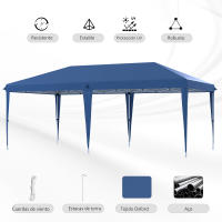 Outsunny Carpa Plegable 6x3 m Cenador de Jardín con Altura Ajustable en 3 Niveles Bolsa de Transporte Anti-UV y Marco de Acero Carpa de Jardín para Patio Terraza - details 6