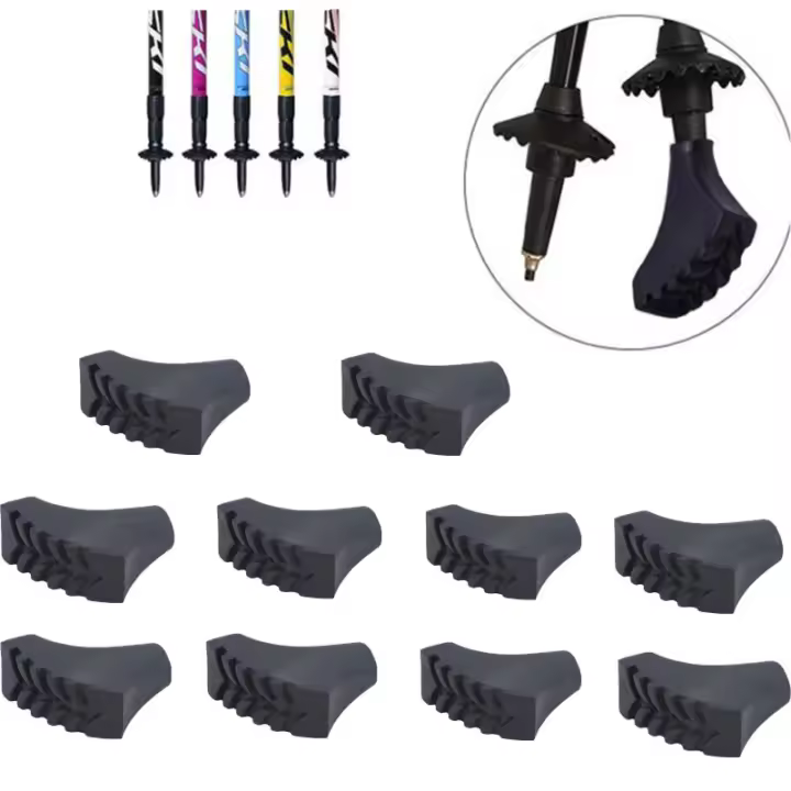 10 Piezas/5 Pares De Protecciones De Punta Para Palas De Caminar Y Trekking En Nieve Material De Goma Repuestos Para Bastones De Montaña - 1