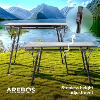 AREBOS Mesa de camping 120 x 70 cm mesa rodante aluminio mesa plegable exterior - details 16