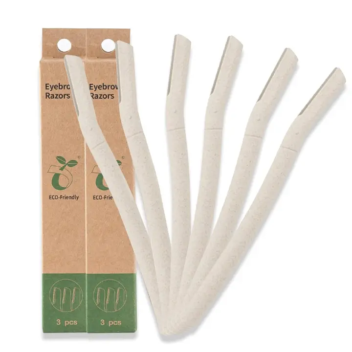 3pcs EZ Eco-friendly Desechables Afeitadoras De Cejas De Trigo Biodegradables Y Reciclables Seguras Y Higiénicas Para El Ambiente - 1