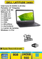 Ordenador Portátil Dell Latitude 3450 core i5-5200U 8 gb Ram 240 gb ssd windows 11 - details 0