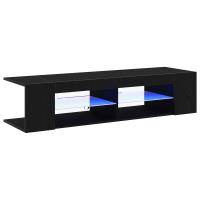 Mueble para TV vidaXL con luces LED en color negro y roble, de 135x39x30 cm, hecho de madera - details 1