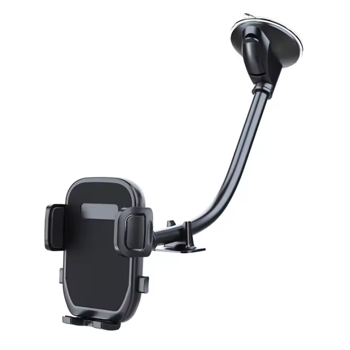 Soporte De Teléfono Para Coche Con Brazo Largo De Ganso Flexible Compatible Con Base De Succión Y Tablero 13" Negro ABS - 1