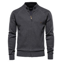 Cardigan De Algodón Para Hombre AIOPESON Estilo Casual Con Cierre De Cremallera Y Patrón Argyle Suéter De Calidad Para Invierno Basic Fashion - details 3