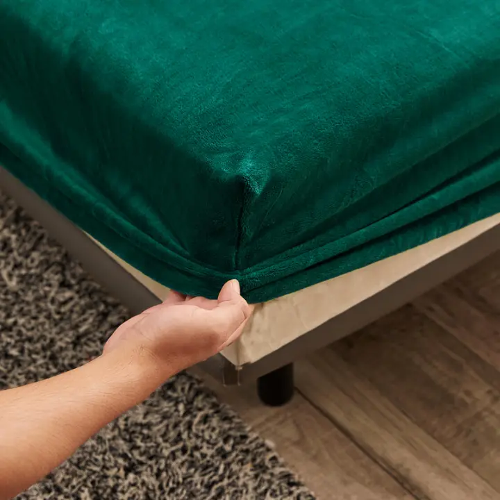 Sábana Ajustable De Velours Suave Y Elástica Protección De Matrícula De Cama Para Invierno Mantener Caliente Sábana De Cama De Poliéster 300TC - 1