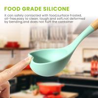 Juego de 11 Utensilios de Cocina de Silicona utensilios antiadherentes con mango de madera, pala, espátula, batidores de huevos, caja de almacenamiento, utensilios para hornear saludables, 12 piezas - details 4