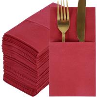 50Pcs Napkins De Sensación De Lino Desechables Con Bolsillo Para Cuchillo Y Tenedor Preflejados Como Servilletas De Tela Para Boda Y Fiesta - details 6