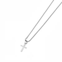 Collar Pendentivo De Cruz Pequeña Para Mujer En Color Plata Acero Inoxidable Cadena De Serpiente Religioso Joyería Regalo - details 4
