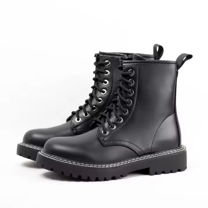 Teovel Botín de Cordones Estilo Militar de Mujer - Cierre de Cordones - SJ529 - Moda Urbana - - 1