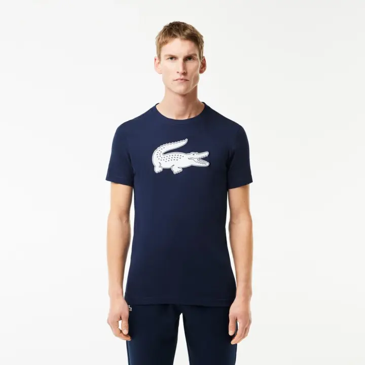 Camiseta Azul Lacoste Sport con Cocodrilo en 3D - 1