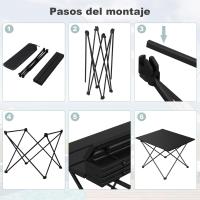 Mesa Plegable Portáthil Camping with Tabla de Aluminio, Pequeño Mesa Plegable para Picnic,Playa,Senderismo, Pesca, Aire Libre,Negro,Pequeño(40x32x29cm) - details 0