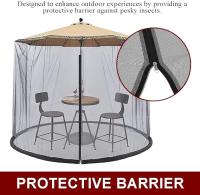 Paraguas romano con valla, tubería de agua, mosquitera, sombrilla para exteriores, mosquitera, sombrilla de patio de 9 pies con puerta con cremallera y red de poliéster - details 0