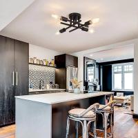 Lámpara De Techo LED Retro Industrial En Hierro Forjado Negro/Oro Para Decoración Moderna De Sala De Estar Iluminación Doméstica - details 5