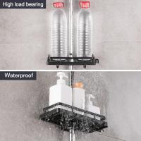 Estante de Ducha Soporte para el empleo de Ducha de Baño Sin perforación con soporte para el empleo de Ducha, Ganchos y soporte para toallas de baño Soporte Negro autoadhesivo antioxidante 22MM-25MM - details 0