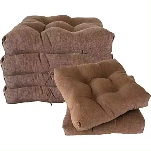REINO MANSIDI Cojín de Silla sin Respaldo 40x40x7cm Pack 6 Marrón Liso - 1