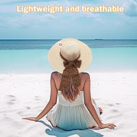 Sombrero de Paja de Verano para Mujer, Sombrero de Playa de Ala Ancha con Protección UV, Cómodo y Transpirable, Ajustable y Plegable, Ideal para Viajes y Aire Libre (Beige/Marrón/Blanco/Khaki) - details 3