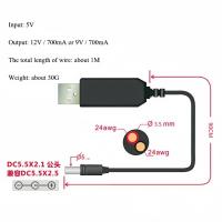 TZW Módulo De Potencia USB Boost Line DC 5V a DC 9V / 12V Adaptador Convertidor Cable Plug 2.1x5.5mm Para Electrónica - details 1