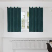 Cortinas Opacas vidaXL con Ojales 2 pcs Verde Oscuro de Terciopelo - details 0