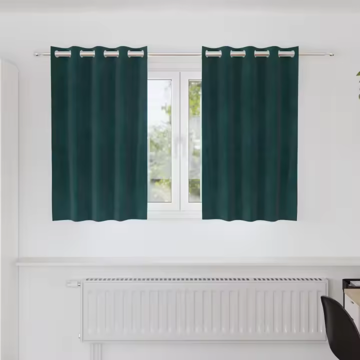 Cortinas Opacas vidaXL con Ojales 2 pcs Verde Oscuro de Terciopelo - 1