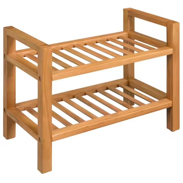 Zapatero con dos estantes madera de roble maciza 50x27x40 cm - 1