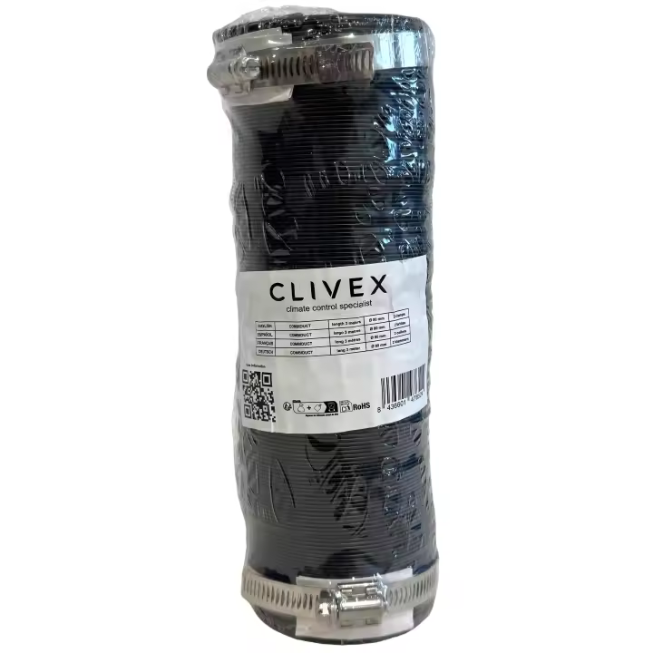 Tubo Flexible de aluminio y PVC Clivex Combiduct 80mm (3m) Abrazaderas incluidas Reduce el sonido de tu extracción o intracción de aire - 1